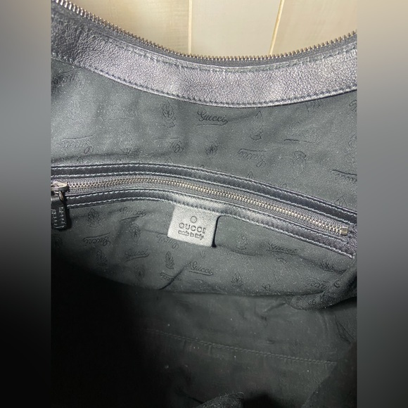 GUCCI black leather Hobo bag galaxy chain / with dustbag and Gucci cards - Picture 9 of 14